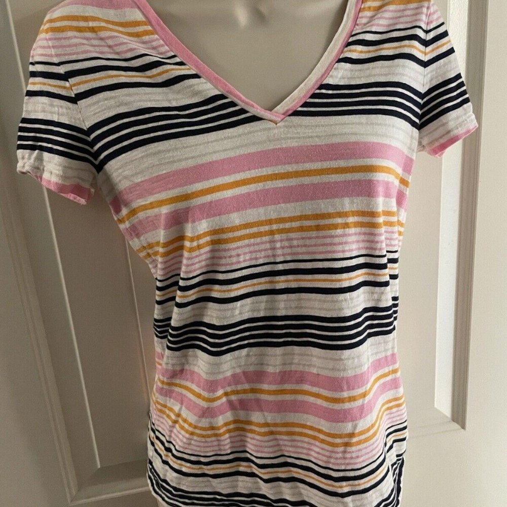 Merona Striped V Neck XS T Short Sleeve Shirt